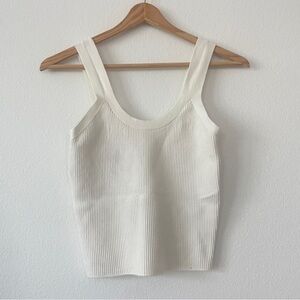Abercrombie White Ribbed Tank Top